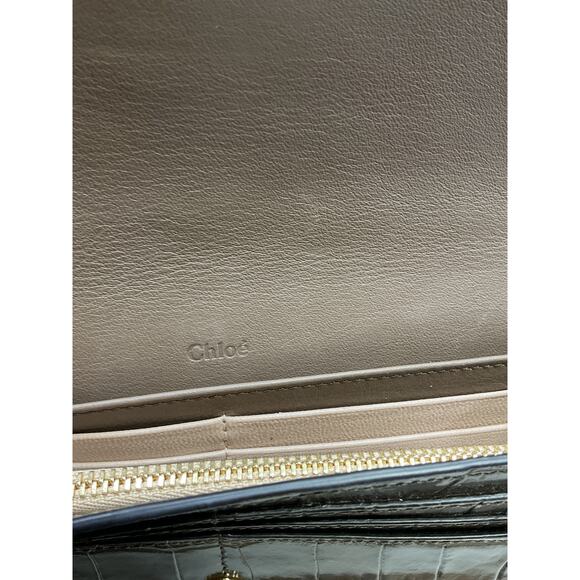 Chlo� C 'Embossed' Green Croc Clutch - Picture 4 of 4